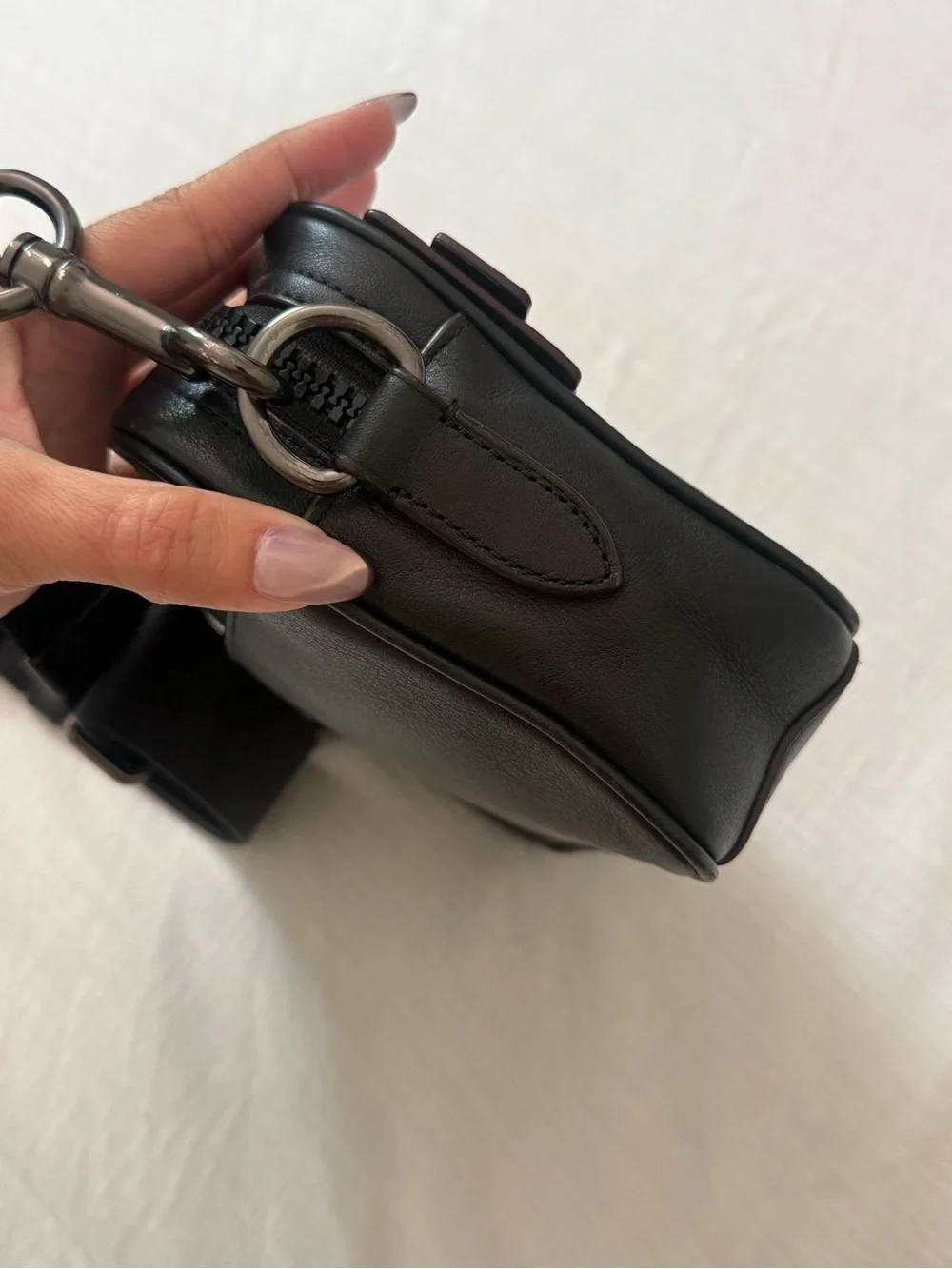 Coach Academy Crossbody Black Leather Camera Bag | men, women, unisex